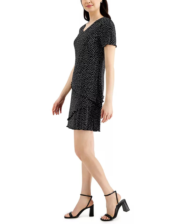 Connected Petite Dot-Print Fit Flare Dress  Color Black Size 10P