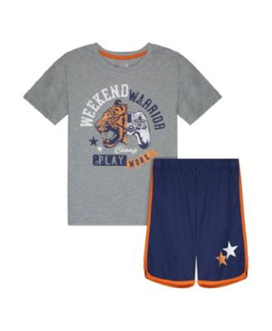 Max Olivia Boys Weekend Warrior T-shirt & Shorts  Color Gray Size S (6-7)