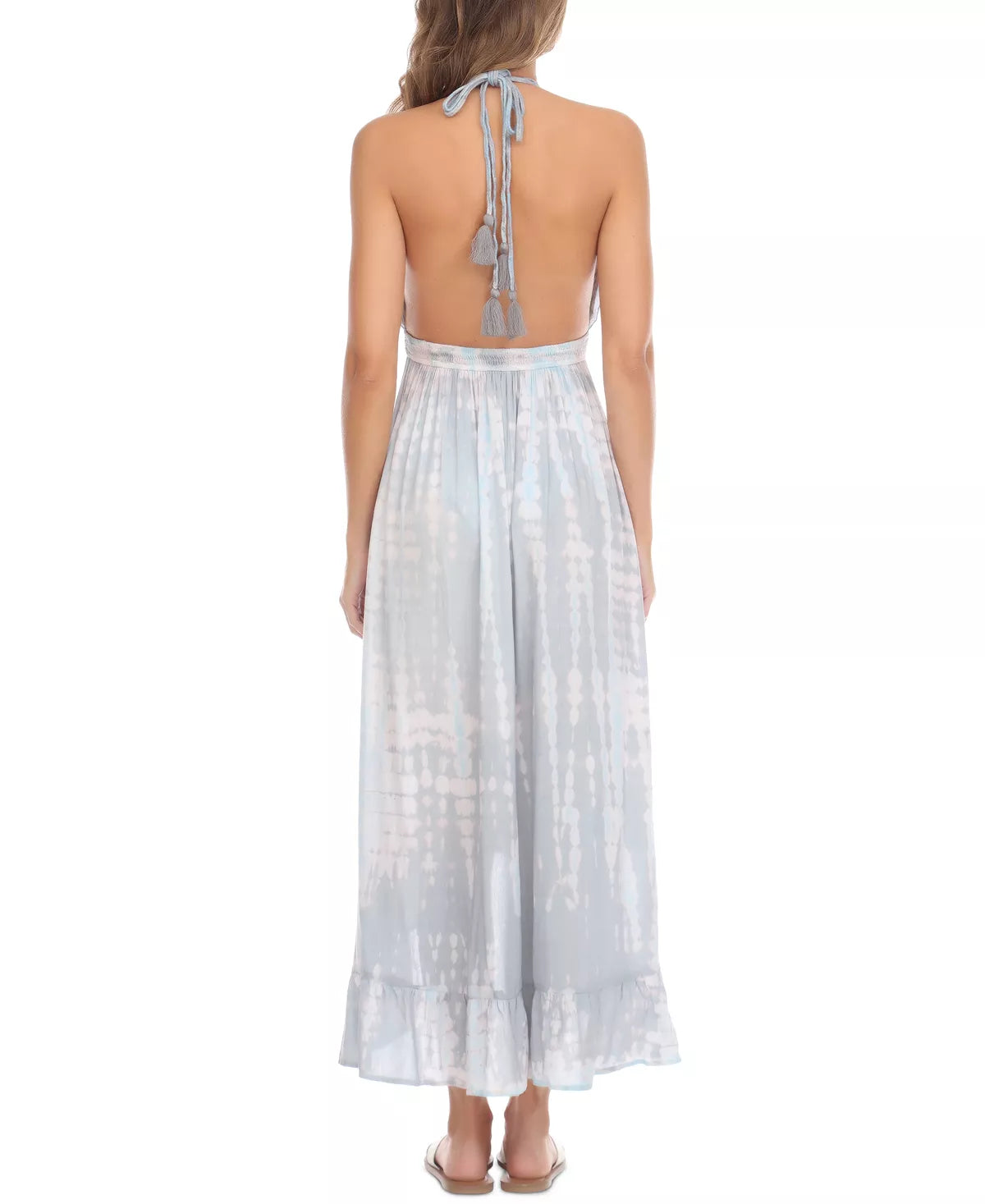 Raviya Womens Tie-Dyed Halter Maxi Dress Cover-Up  Color Platinum Tie Dye Size S