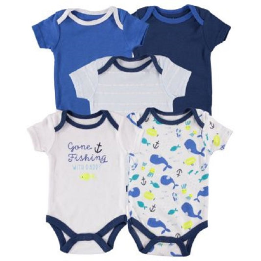 Chickpea Baby Boys Grow with Me Bodysuit 5-Piece Set  Color Blue Size 3-9 months