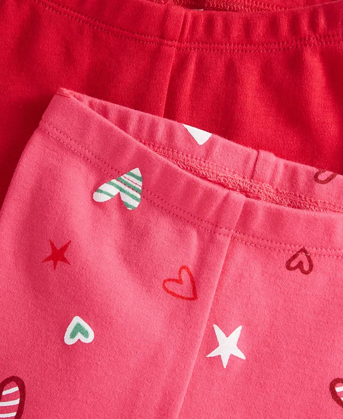 First Impressions Baby Girls 2-Pk. Solid Heart-Print Leggings  Color Raspberry Pie 0-3 months