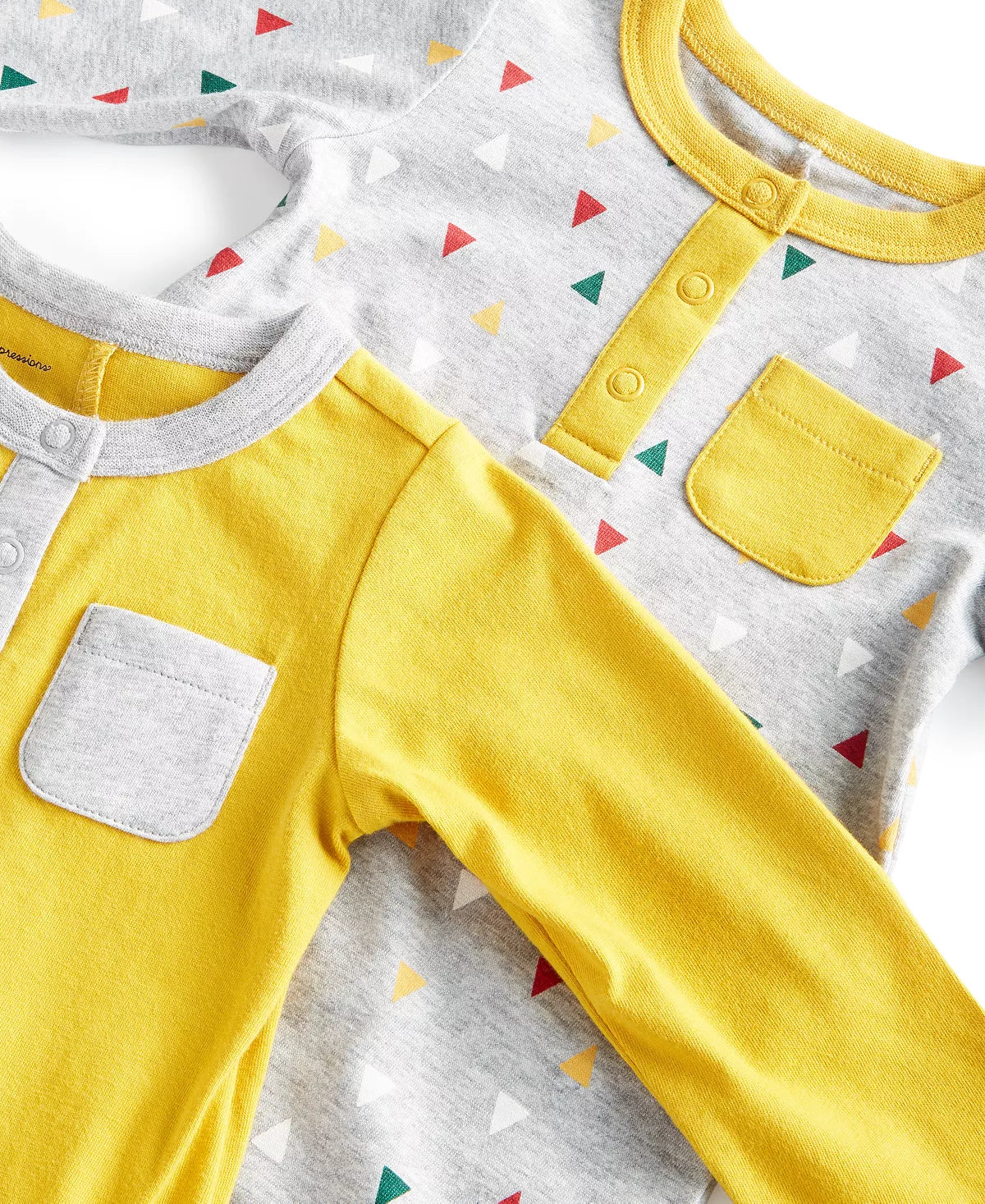 First Impressions Baby Boys Festive Triangles Solid Union Suits, 2-pc  Color Hthr Sterling Size 6-9 months