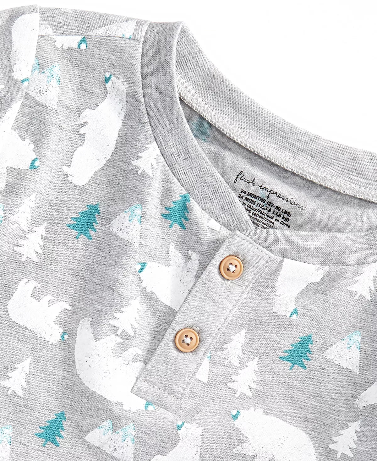 First Impressions Toddler Boys Polar Bear Party  Color Heather Sterling Size 6-9 months