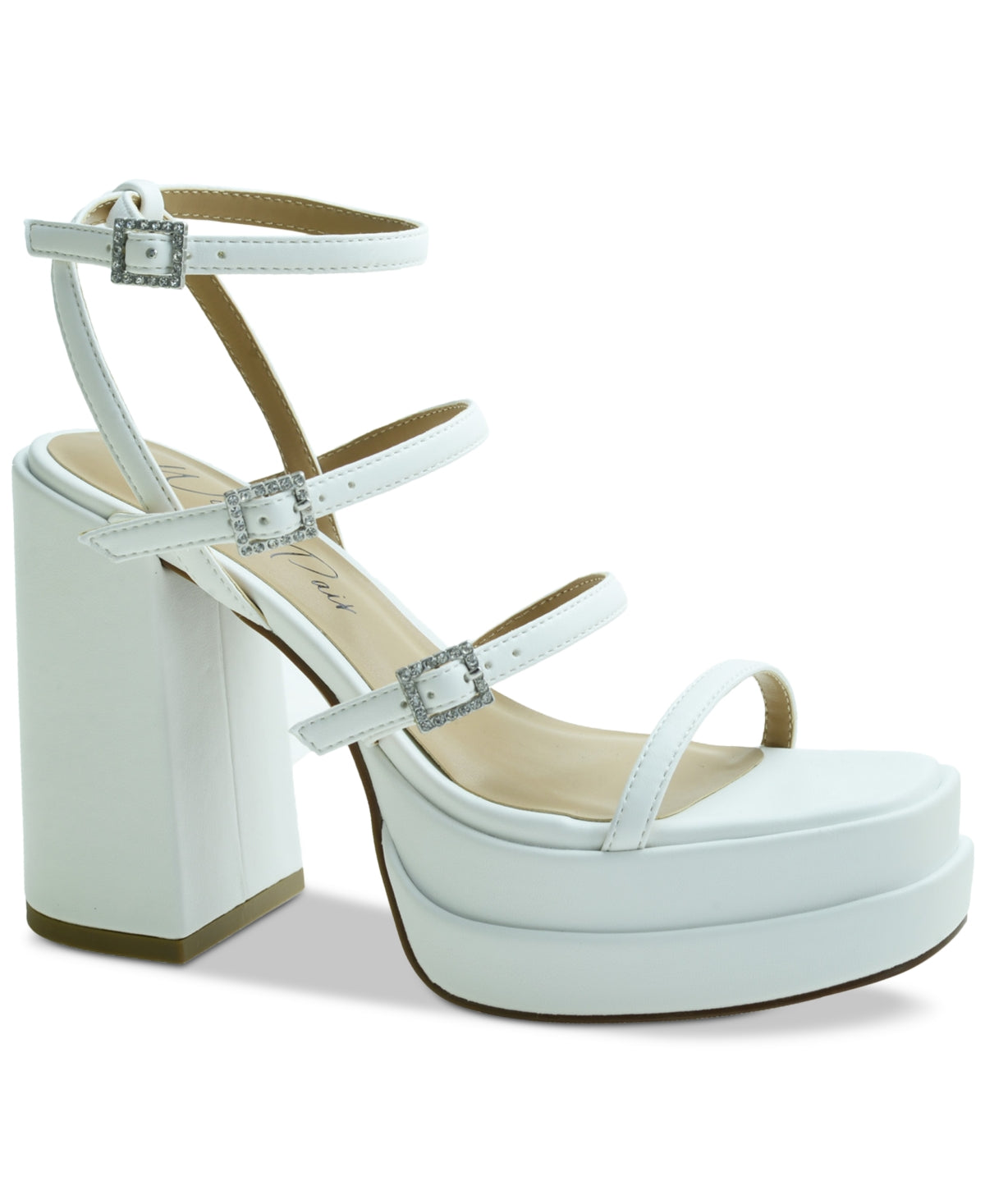 Wild Pair Women's Olyve Ankle-Strap Double Platform Sandals  Color White Size 10M