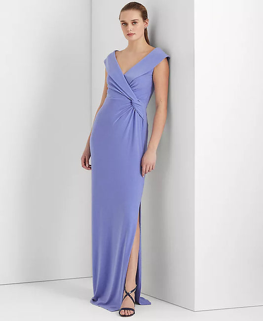 Lauren Ralph Lauren Women's Jersey Off-the-Shoulder Gown  Color Blue Size 6