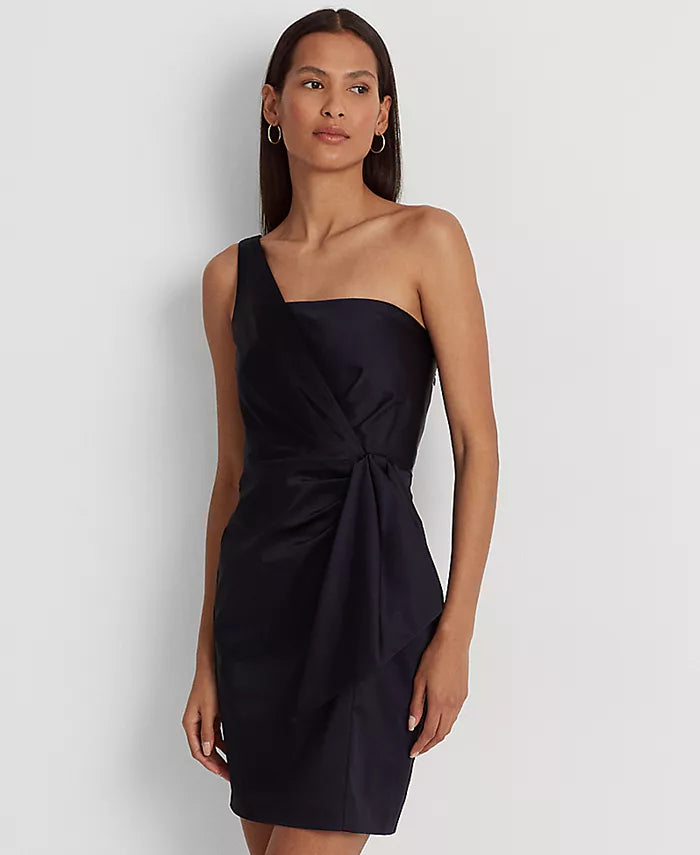 Lauren Ralph Lauren Women's Satin One-Shoulder Cocktail Dress  Color French Navy Size 12