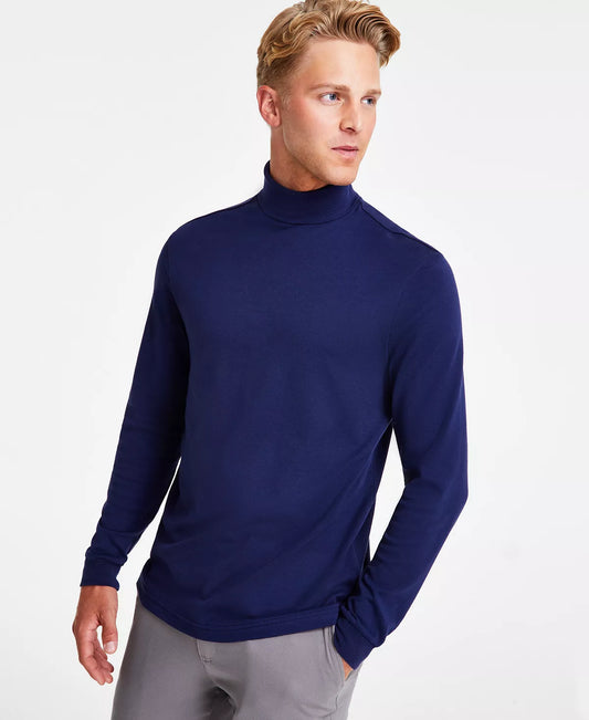 CLUB ROOM Men's Solid Turtleneck Shirt  Color Navy Size S