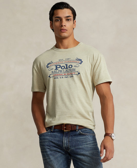 Polo Ralph Lauren Men's Classic-Fit Graphic Slub Jersey T-Shirt  Color Classic Stone Size XL