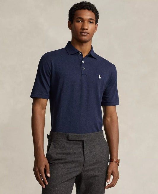 Polo Ralph Lauren Men's Classic-Fit Cotton-Linen Polo Shirt  Color Spring Navy Heather Size XL