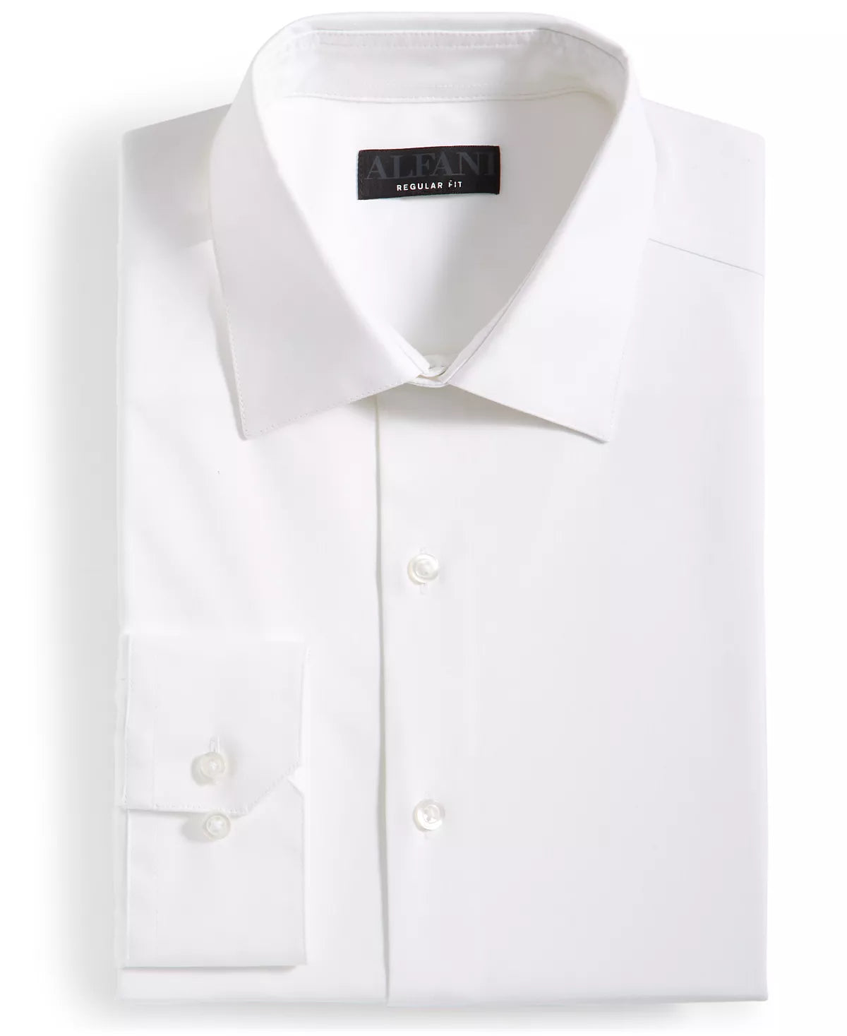 Alfani Men's Regular Fit 2-Way Stretch Dress Shirt  Color Bright White Size 14-14.5 32-33