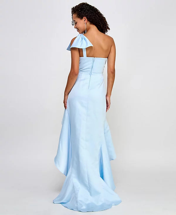 City Studios Juniors One-Shoulder High-Low Ball Gown  Color Sky Blue Size 7/8