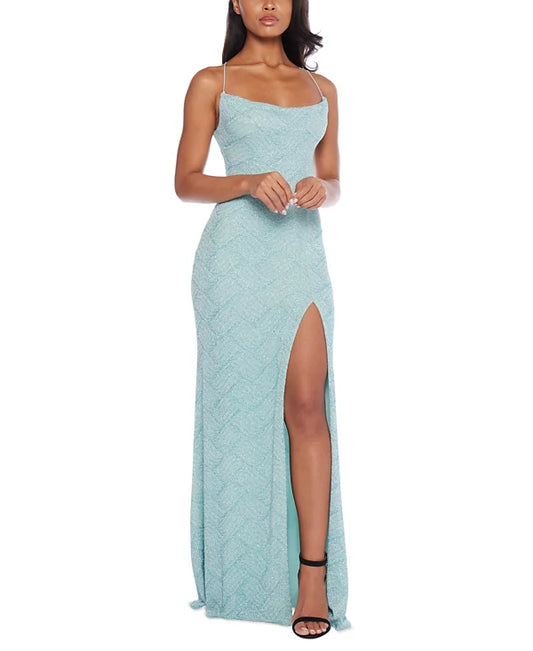 B Darlin Juniors Sequin Strappy Sleeveless Gown  Color Seafoam Size M