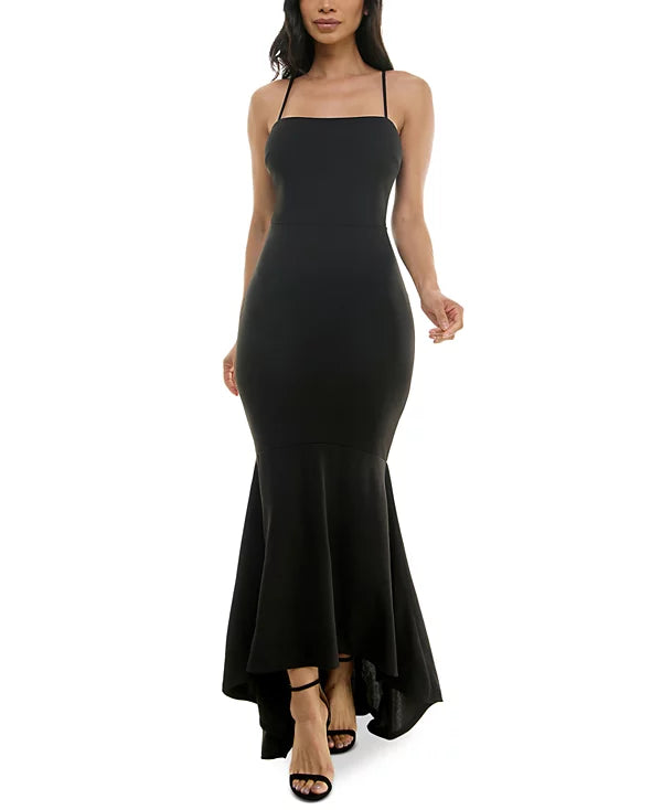 Emerald Sundae Women's Hi-Low Straight-Neck Mermaid Gown  Color Black Size S