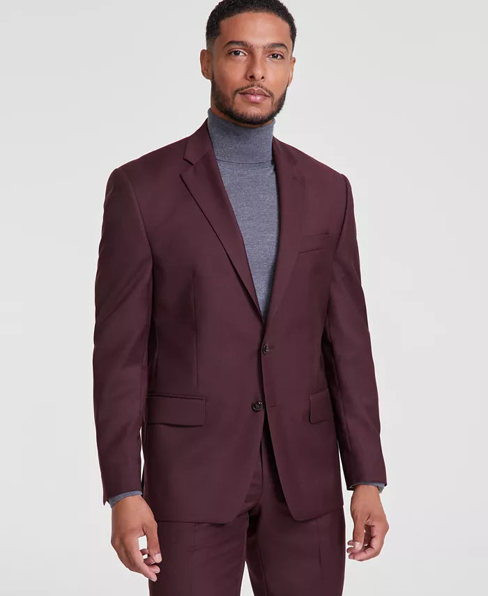 Michael Kors Classic-Fit Wool-Blend Suit Separate Jacket  Color Burgundy Size 42S