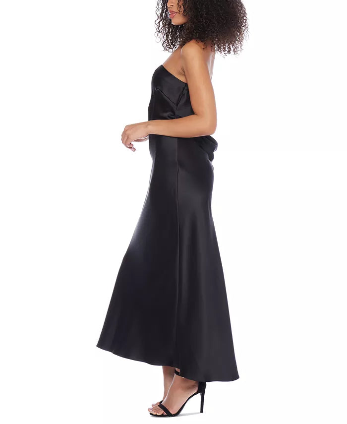 B Darlin Juniors Satin Draped-Back Midi Dress  Color Black Size 3/4