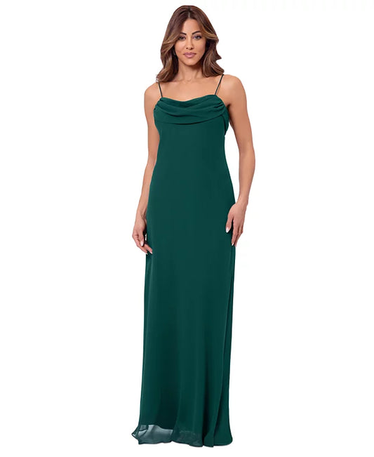 Betsy & Adam Women's Draped Chiffon Gown  Color Hunter Size 6