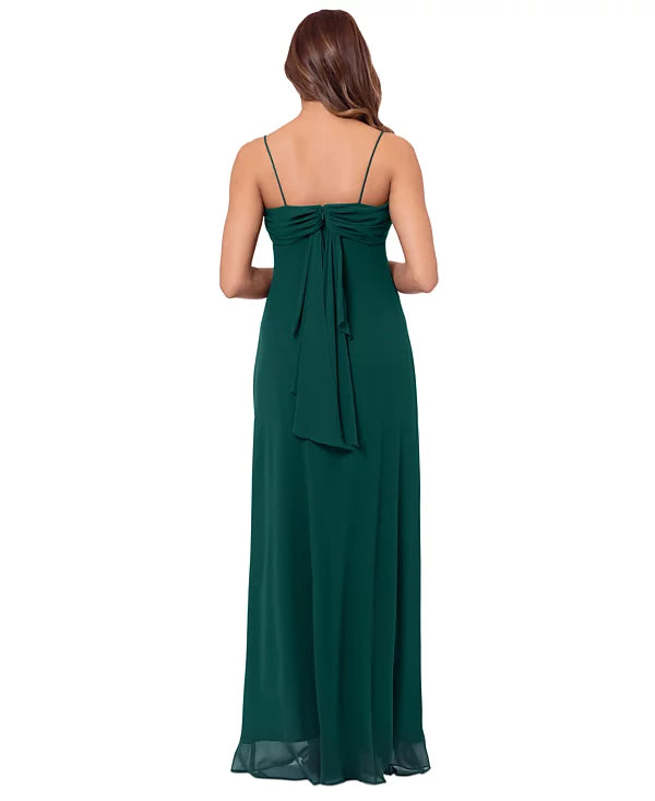 Betsy & Adam Women's Draped Chiffon Gown  Color Hunter Size 6