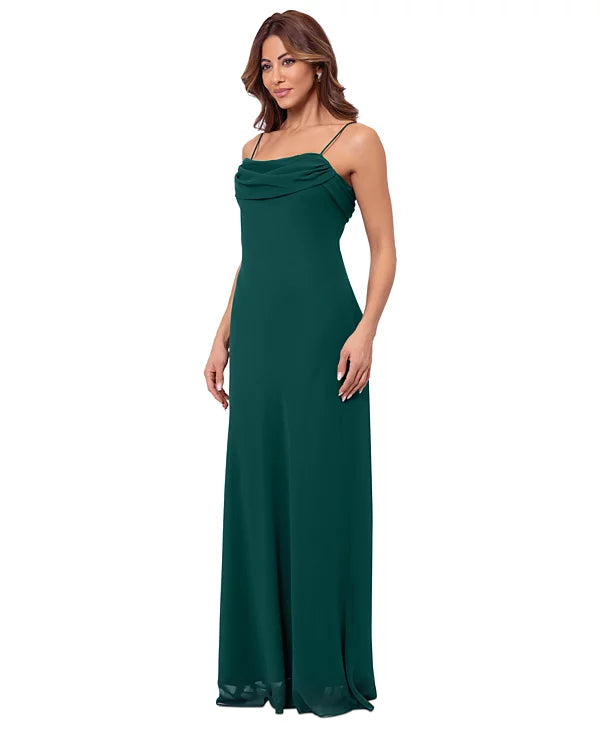 Betsy & Adam Women's Draped Chiffon Gown  Color Hunter Size 6