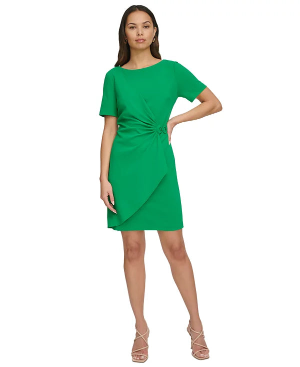 DKNY Women's Gathered-Sleeve Sheath Dress  Color Apple Green Size 8