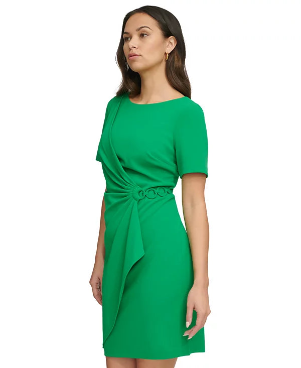 DKNY Women's Gathered-Sleeve Sheath Dress  Color Apple Green Size 8