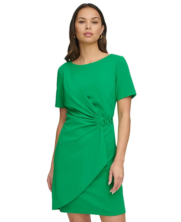 DKNY Women's Gathered-Sleeve Sheath Dress  Color Apple Green Size 8