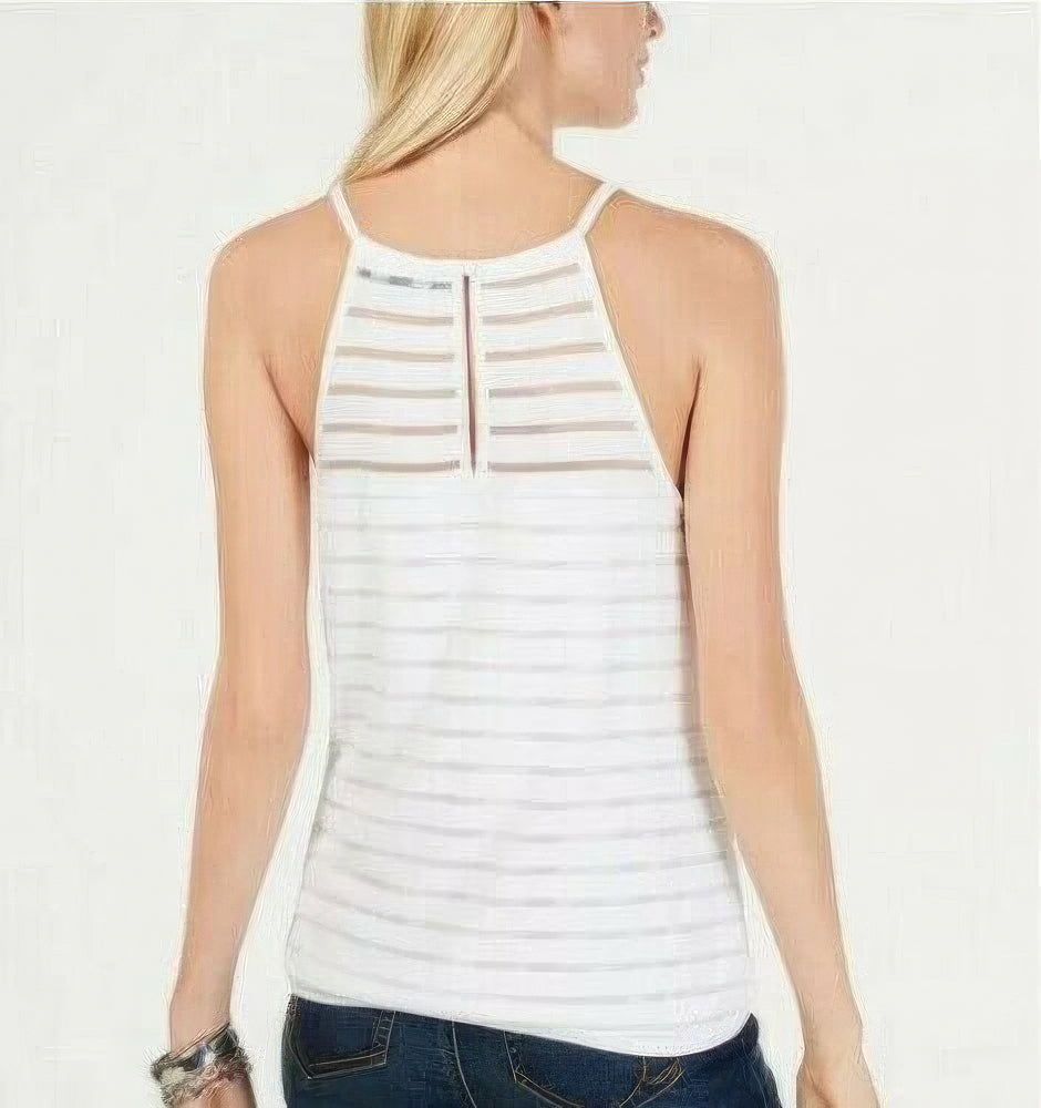 INC International Concepts Women's Illusion Stripe Halter Top  Color White  Size XL