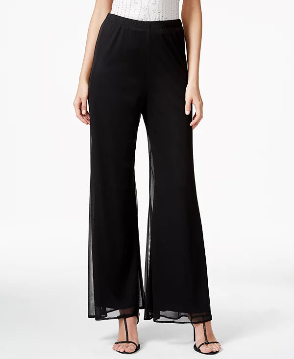 MSK Mesh Wide-Leg Dress Pants  Color Black Size PL