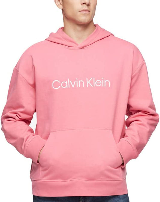 Calvin Klein Men's Relaxed Fit Standard Logo Terry Hoodie  Color French Rapture Rose Size S