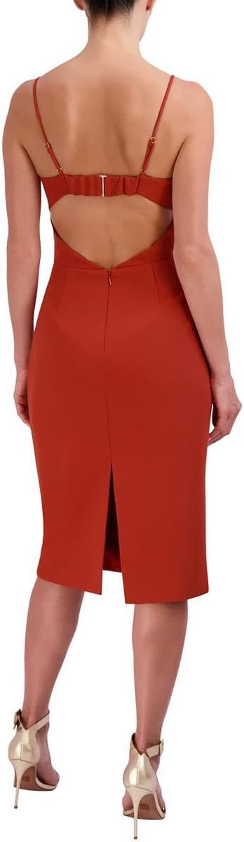 BCBGMaxazria Stretch Double Face Crepe Dress  Color Red Ochre Size 4