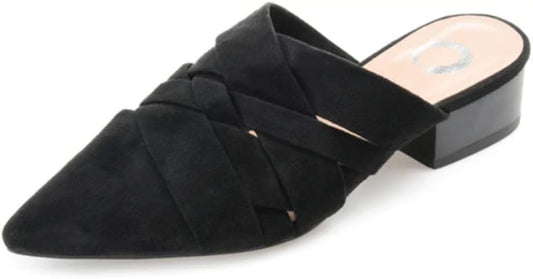 Journee Collection Women's Kalida Block Heel Pointed Toe Mules  Color Black Size 6.5M