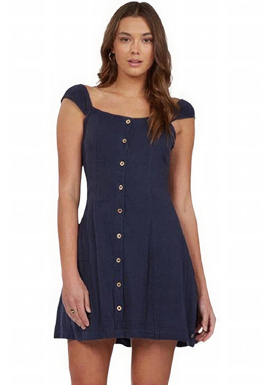 Roxy Juniors Thinking Again Dress  Color Mood Indigo Size M