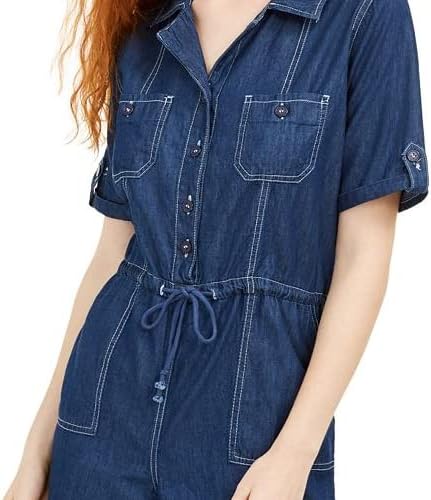 Dollhouse Juniors Cotton Denim Romper  Color Navy Size L