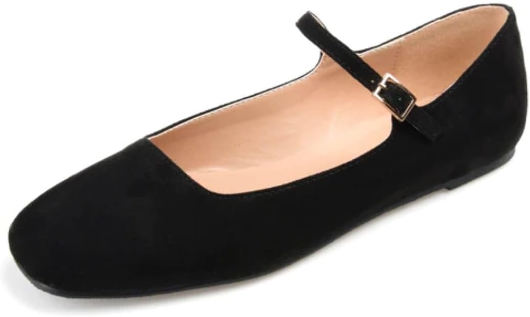 Journee Collection Women's Carrie Vegan Suede Flats  Color Black Size 7M