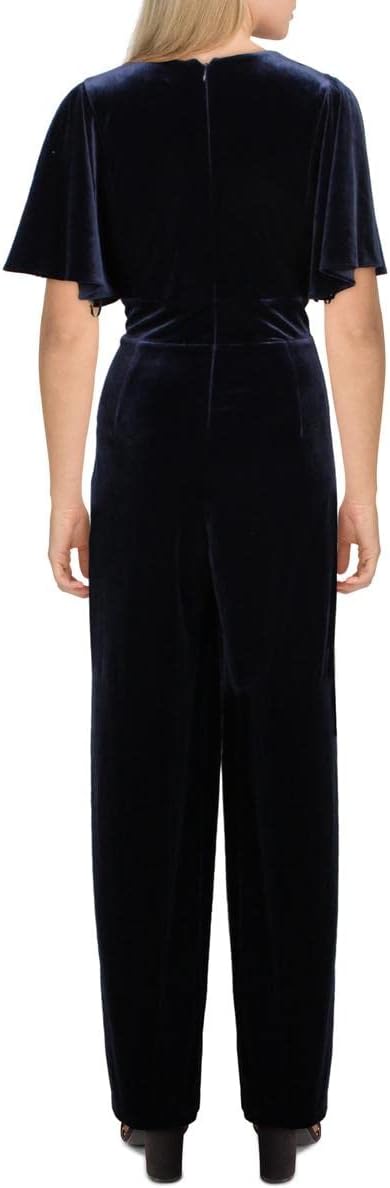 DKNY Women’s Velvet Flutter Sleeve Jumpsuit  Color Midnight Blue Size 14