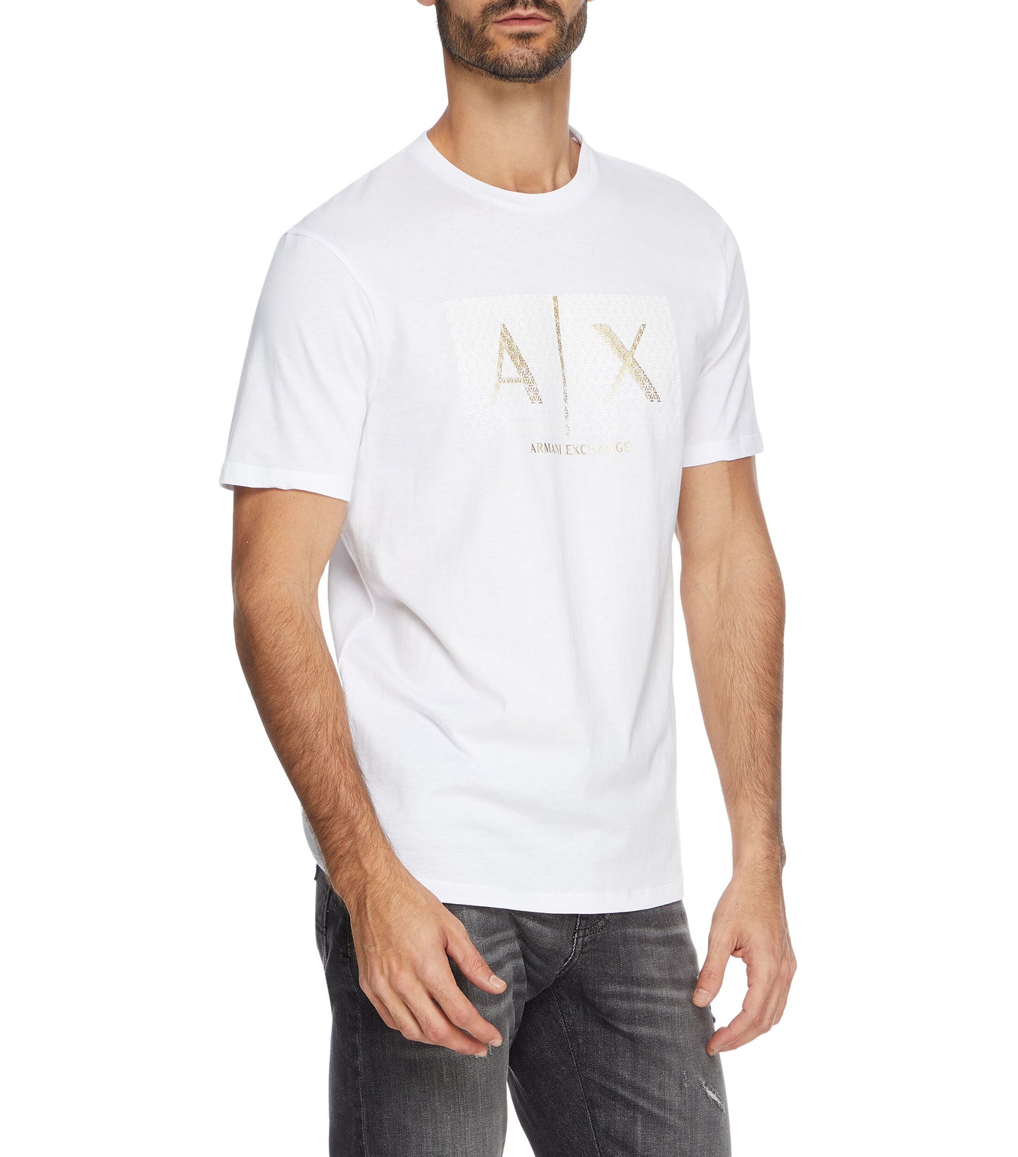 AX Armani Exchange Men's Metallic Logo T-Shirt  Color White Size L