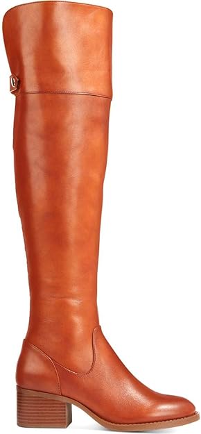 INC International Concepts Karmenn Leather Tall Over-The-Knee Boots  Color Cognac Size 5.5M