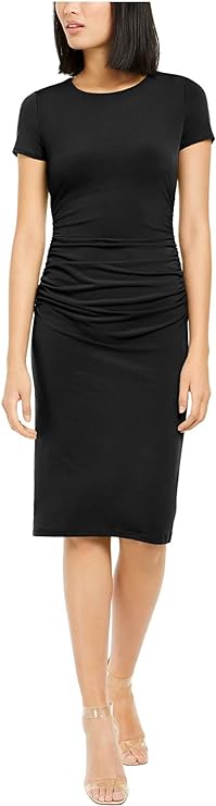 INC International Concepts Ruched-Side Sheath Dress  Color Deep Black Size M