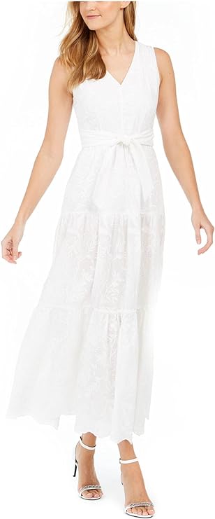 Calvin Klein Embroidered Maxi Dress  Color White Size 6