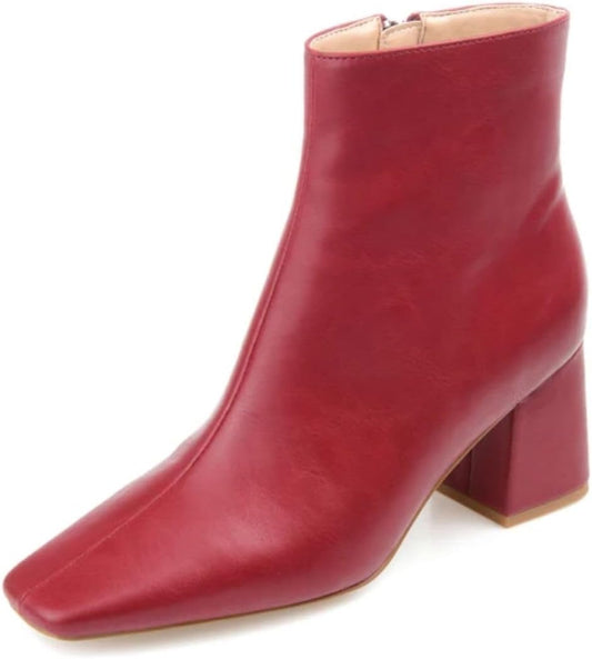 Journee Collection Women's Haylinn Square Toe Block Heel Booties  Color Brick Size 9M