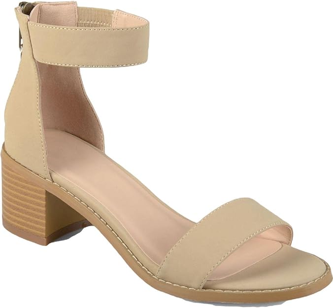 Journee Collection Women's Percy Faux Leather Dress Sandals  Color Nude/Natural Size 8M