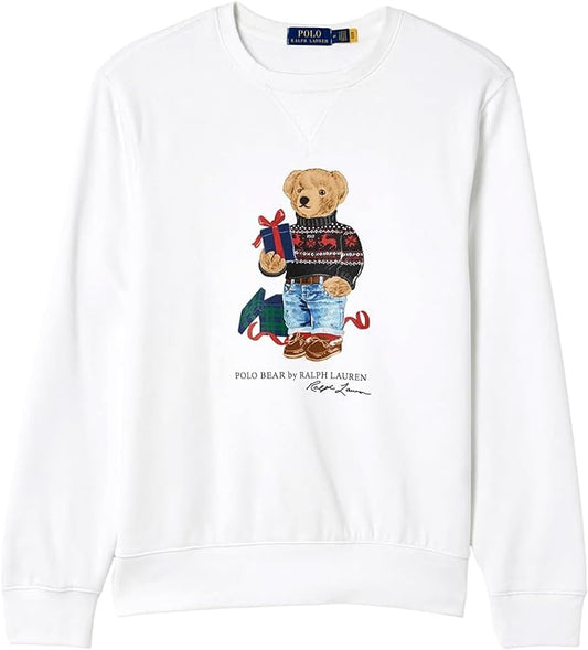 Polo Ralph Lauren Men's Polo Bear Fleece Sweatshirt  Color White Gift Bear Size M