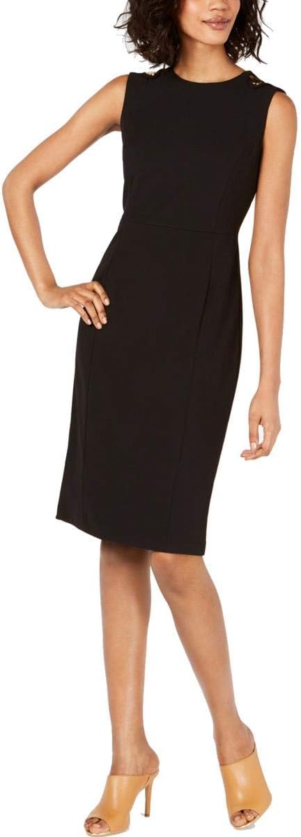 Calvin Klein Petite Sleeveless Cut-Out Shoulder Sheath Dress  Color Black Size 6P