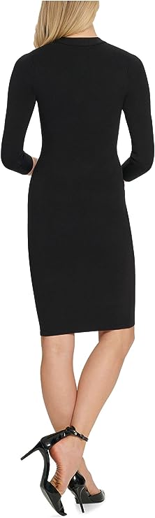 DKNY Women's Tie-Neck Sweater Dress Color Black Size M