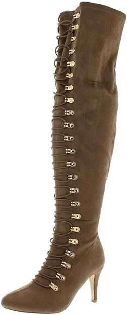 Journee Collection Women's Wide Calf Vintage Over-The-Knee Boots  Color Taupe Size 7.5M