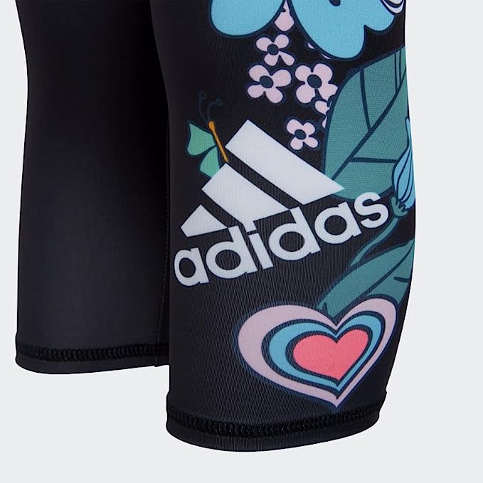 adidas Girls Aeroready Floral Tight Pants  Col;or Black Size L (14-16)