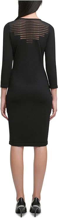 Calvin Klein Women's Illusion-Detail Sweater Dress  Color Black Size L