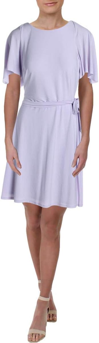 LAUREN RALPH LAUREN Women's Gaelyn Flutter Sleeve Daytime Party Dress Color Purple Size 14