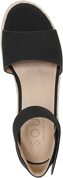 Soul Naturalizer Women's Oakley Ankle Strap Wedge Sandals  Color Black Faux Leather Size 8.5M