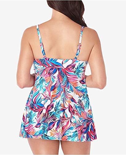 Swim Solutions Sienna Printed Flyaway Tummy Control Swimdress  Multicolor Size 18W