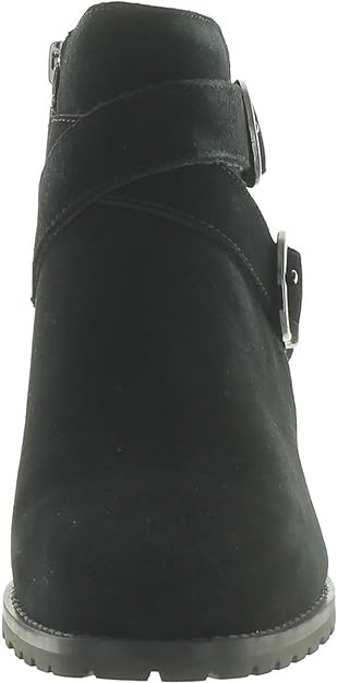 Aqua College Women's Sela Buckled Waterproof Booties  Color Black Suede Size 7.5M